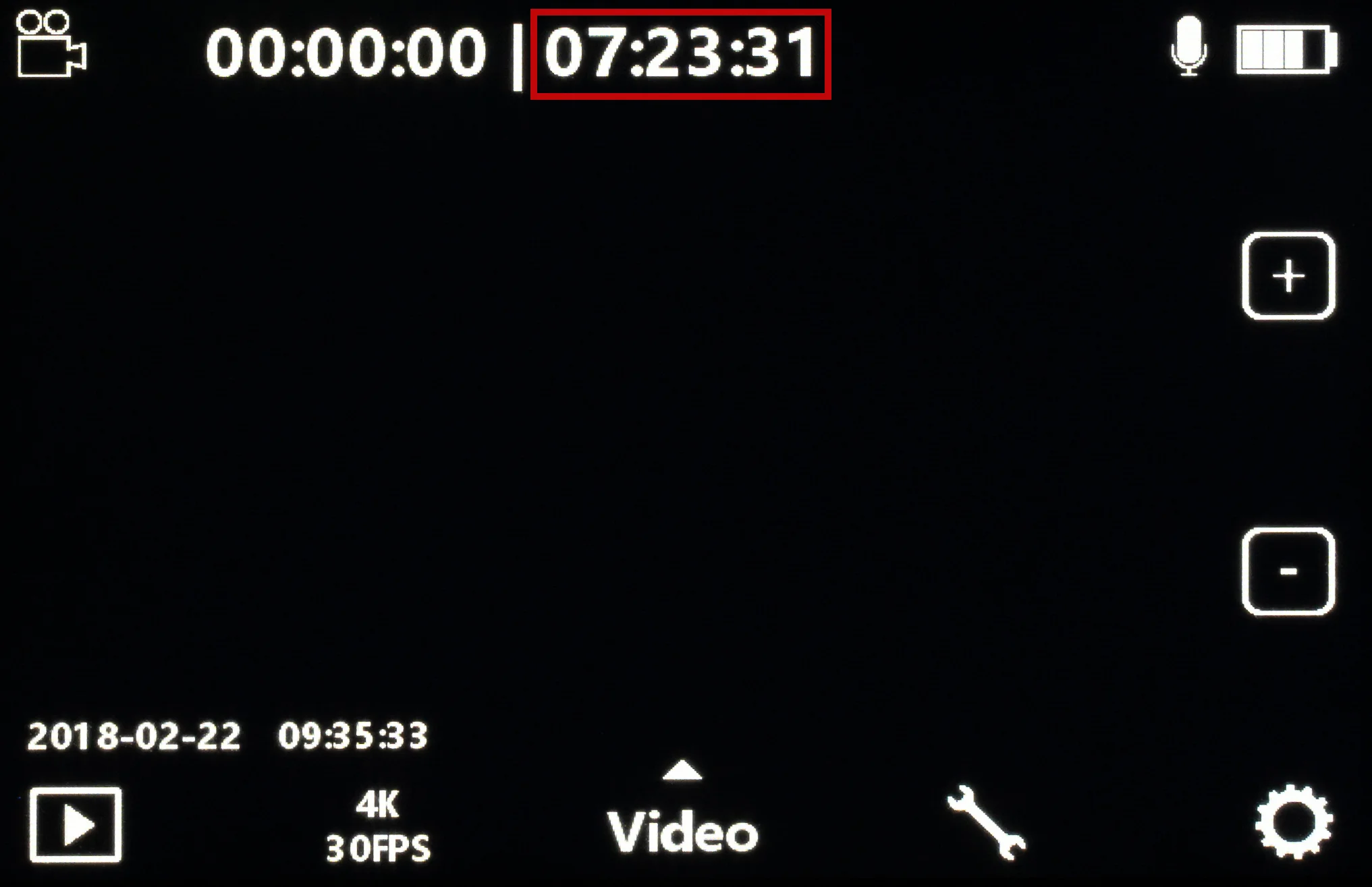Here shows the estimated duration remaining on the SD card. When your card is full, you can insert a new SD card or transfer the photos and videos out.