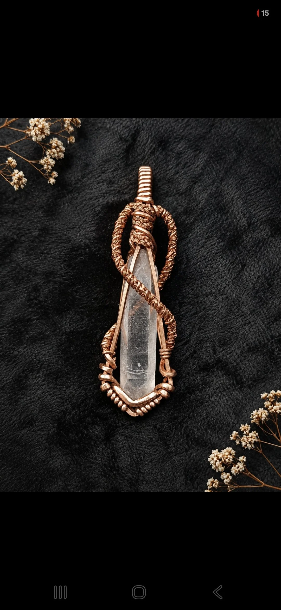 Quartz and Copper Pendant 1