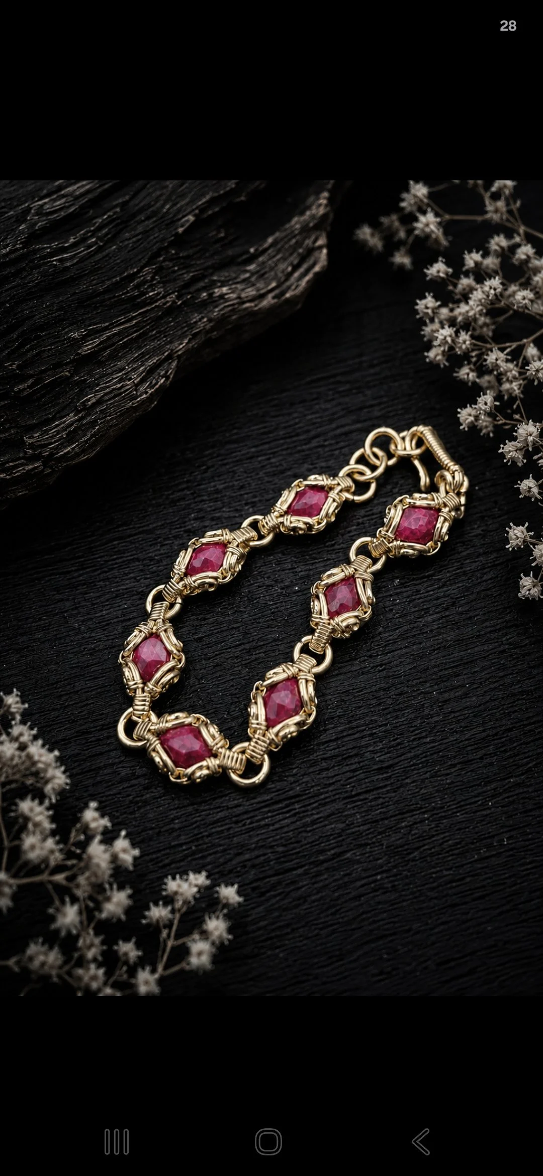 Ruby and Brass Orbit Bracelet