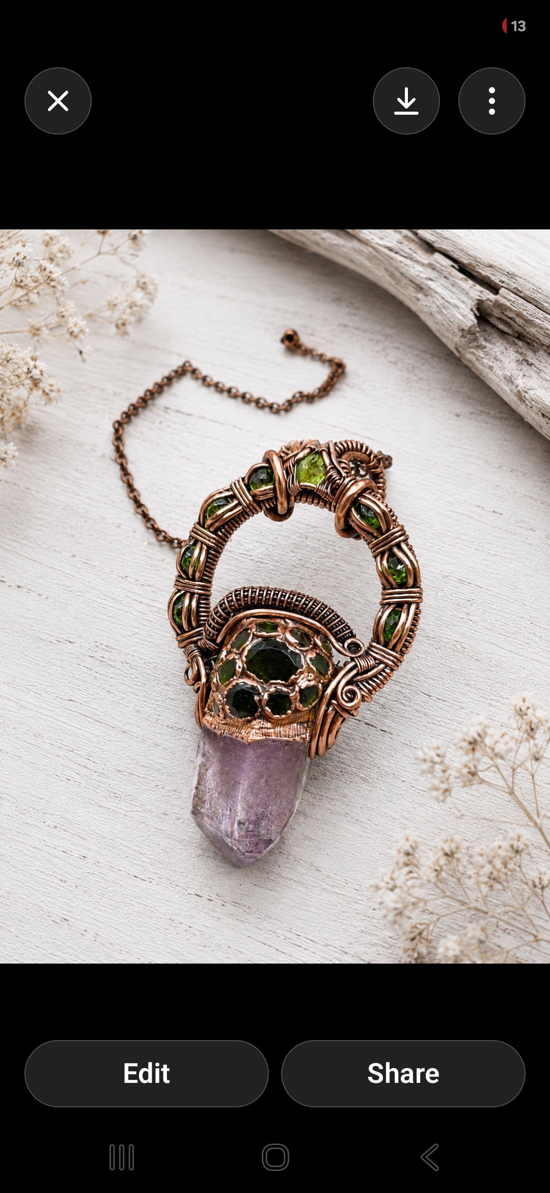 "Kami" [Mixed Media Pendant]