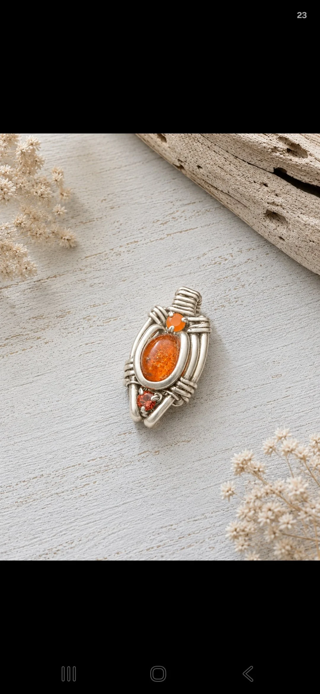 Sunstone, Opal, and Garnet Pendant [Nexus Series]
