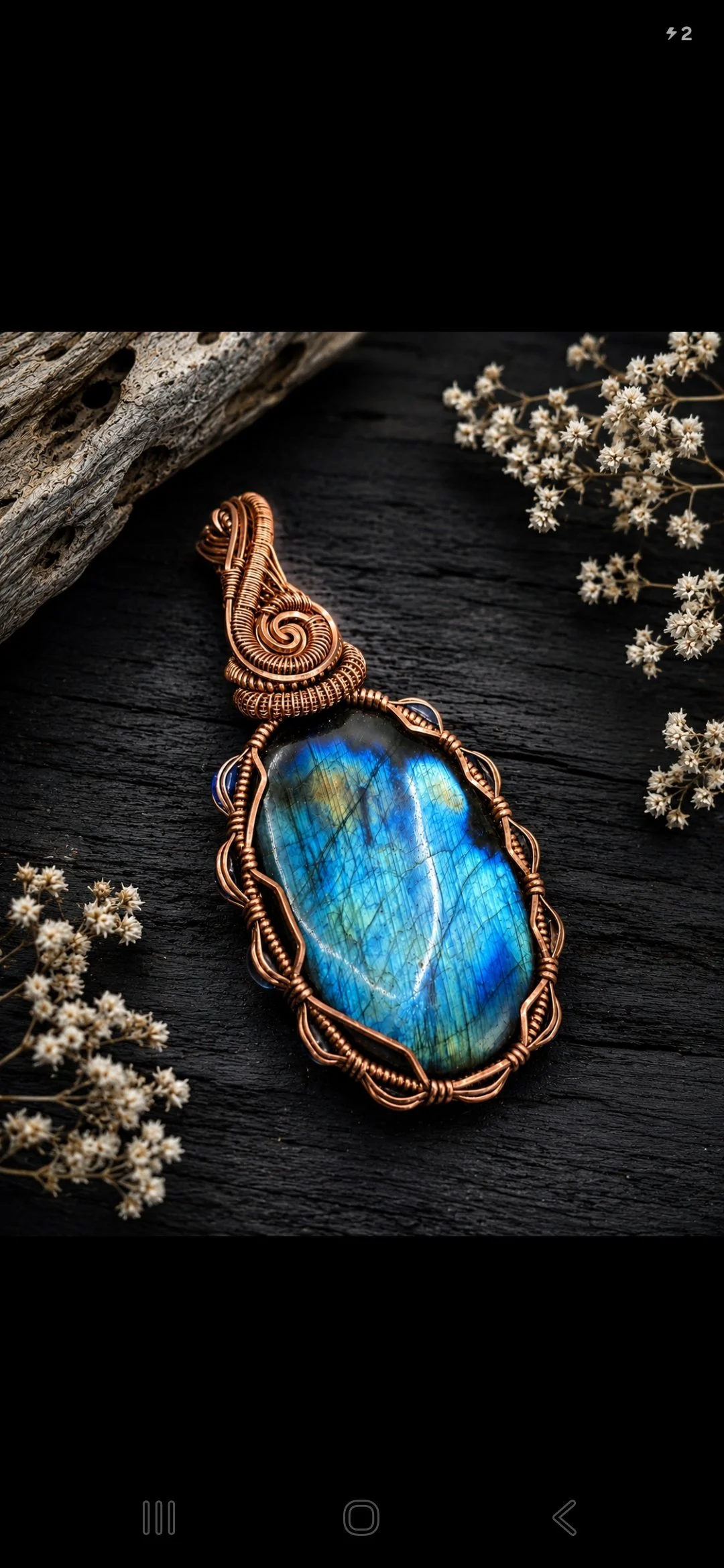 Labradorite and Kyanite Pendant