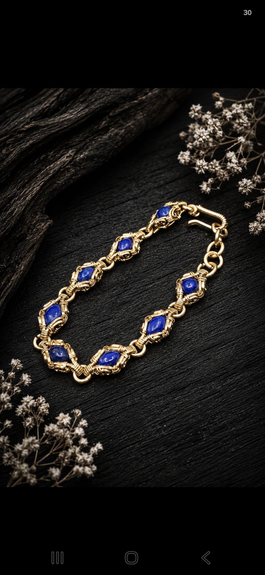 Lapis Lazuli and Brass Orbit Bracelet