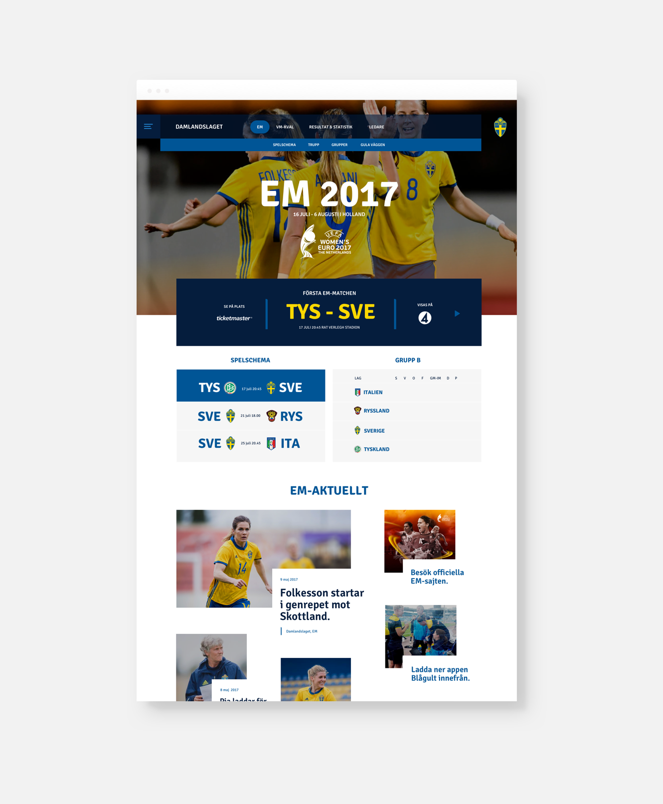 Website proposal for The Swedish Football Association