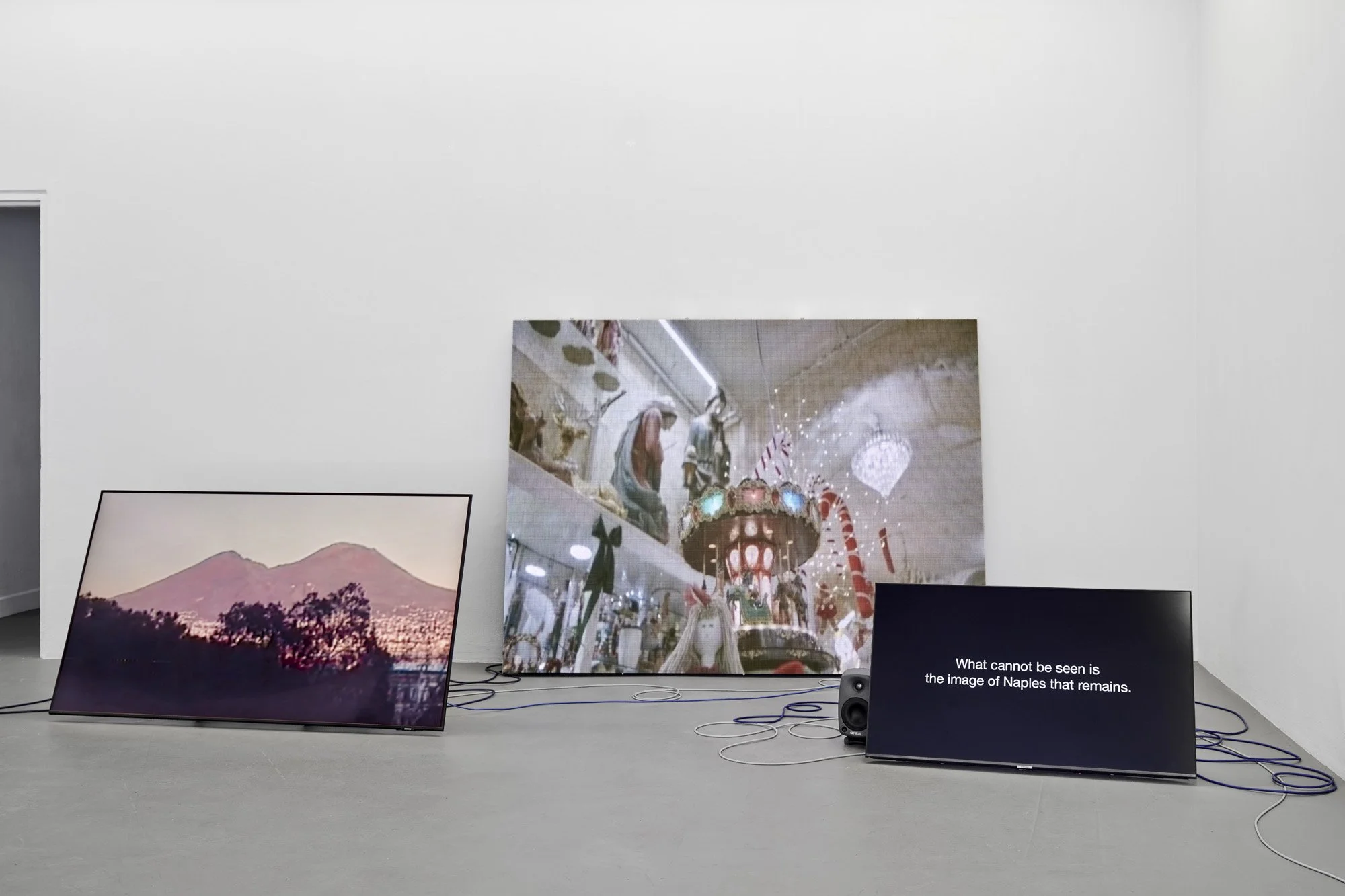   Rebecca Moccia ,  Nostalgism  (detail), 2026. Multi-channel video. Format, duration and dimensions variable. Courtesy of the artist. Installation view, Temple Bar Gallery + Studios, Dublin. Photograph by Ros Kavanagh. 