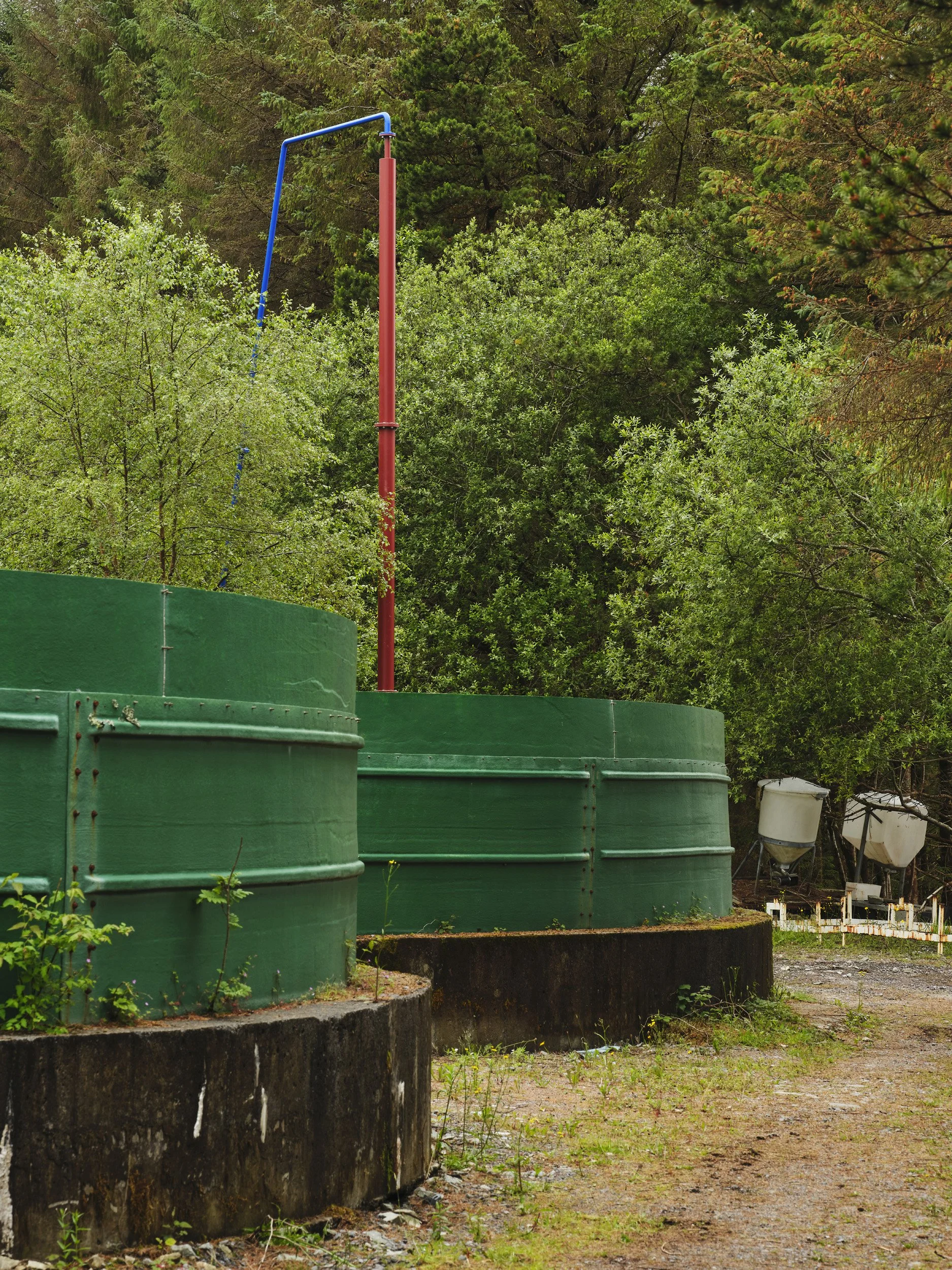   Aleana Egan ,  understudy , 2014/2026 (detail). Galvanised and powder coated steel, 865 x 458 x 92 cm. Installation view, Interface, Inagh. Courtesy of the artist and Kerlin Gallery. Photograph by Ros Kavanagh. 