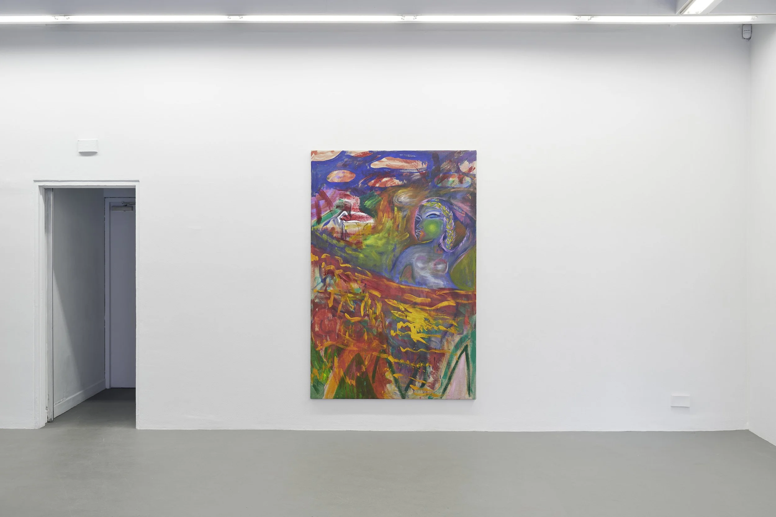   Lucy Stein ,  Flood , 2025. Oil on linen, 206 x 137 cm. Courtesy of the artist and Galerie Gregor Staiger, Zurich/Milan. Photography by Ros Kavanagh. 