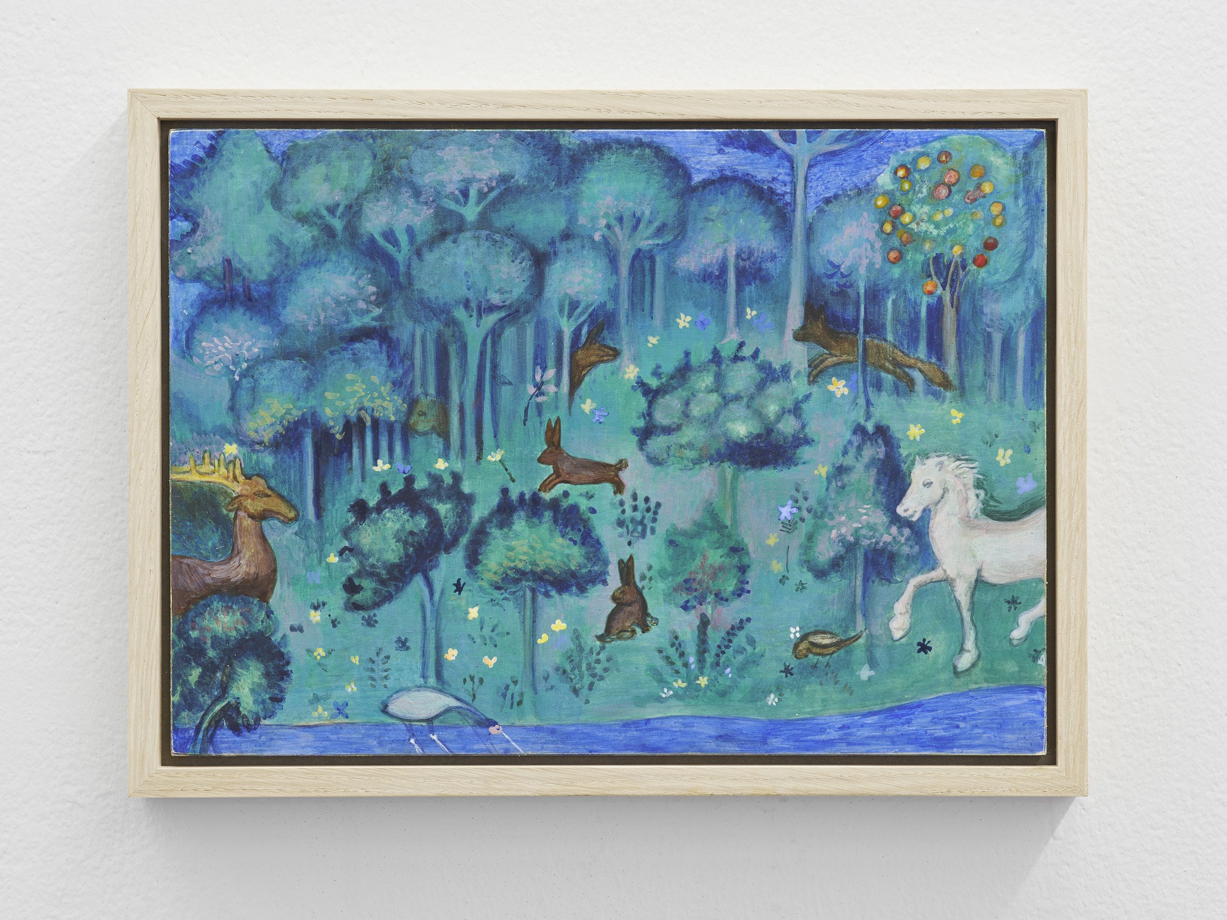   Lucy Stein ,  Selva , 2025. Tempera on gessoed panel, 25 x 35 cm (framed 28 x 38 cm). Courtesy of the artist and Galerie Gregor Staiger, Zurich/Milan. Photography by Ros Kavanagh. 