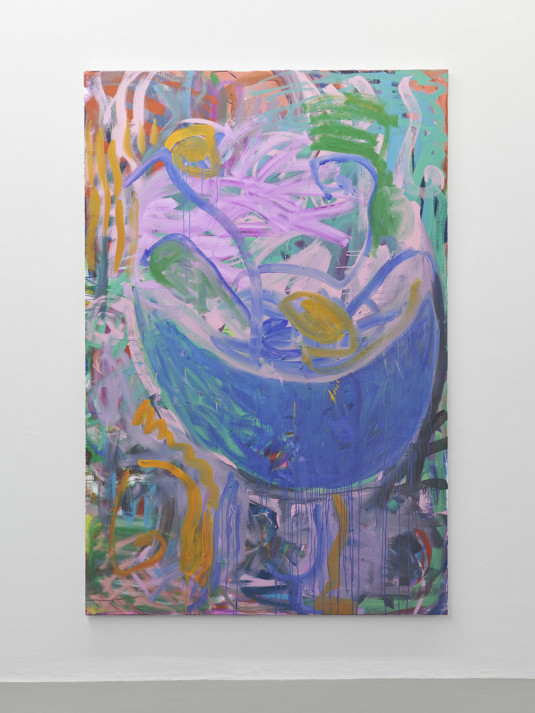   Lucy Stein ,  Omphalos , 2025. Oil on linen, 206 x 137 cm. Courtesy of the artist and Galerie Gregor Staiger, Zurich/Milan. Photography by Ros Kavanagh. 