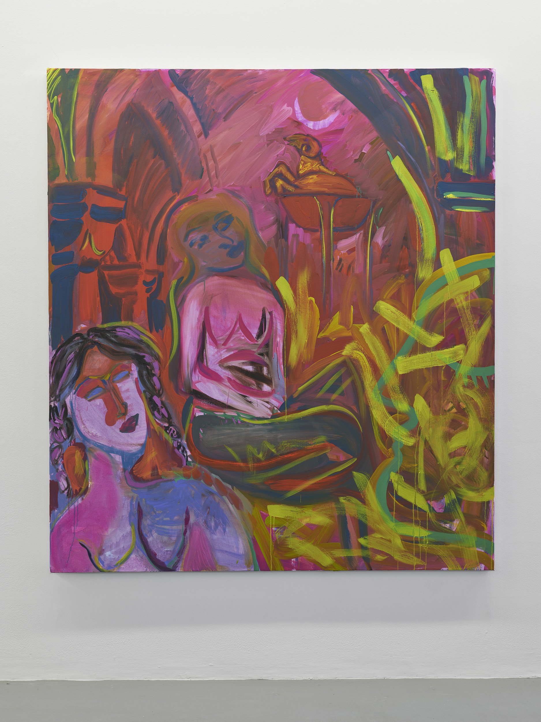   Lucy Stein ,  Temple , 2025. Oil on canvas, 180 x 160 cm. Courtesy of the artist and Galerie Gregor Staiger, Zurich/Milan. Photography by Ros Kavanagh. 