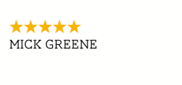 Five gold stars above the name Mick Greene in black text