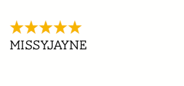 Five-star rating with the text MISSYJAYNE