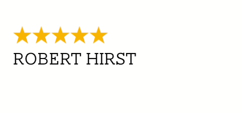 Five gold stars above the name Robert Hirst in black text.