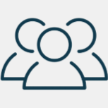 Icon of three people in a simplified line drawing