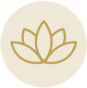 Line drawing of a lotus flower on a light beige background.