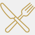 Outline of a fork and a knife crossed over