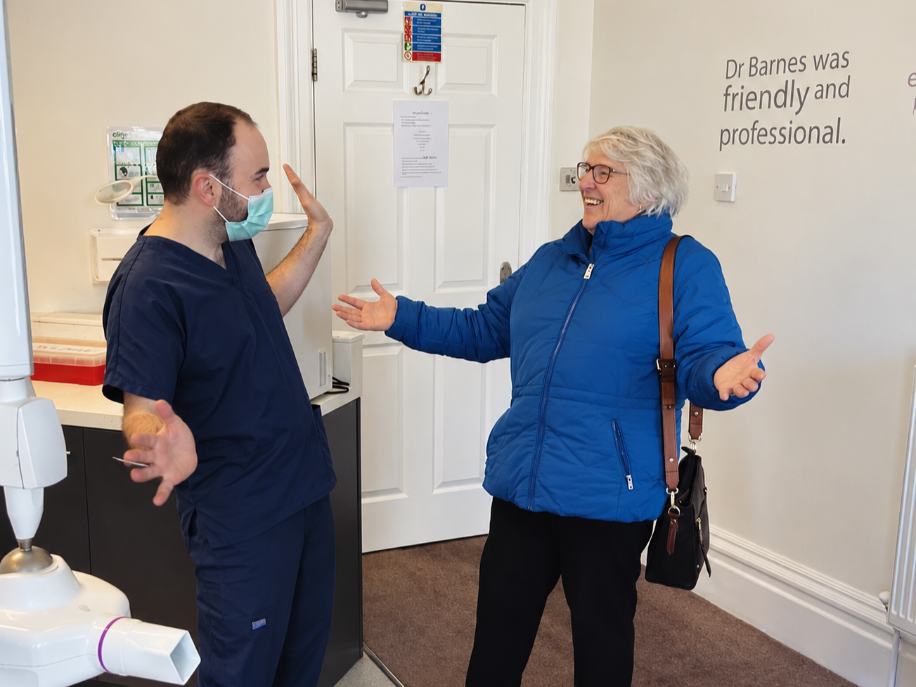 Smiling patient speaking with a dental professional at The Lytham Dental Clinic