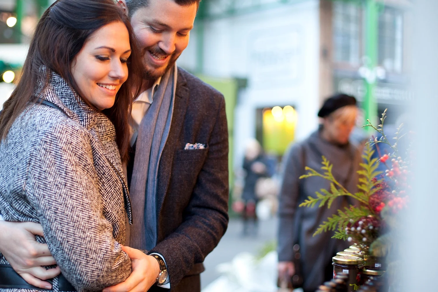 Engagement photoshoot in Borough Market, London
