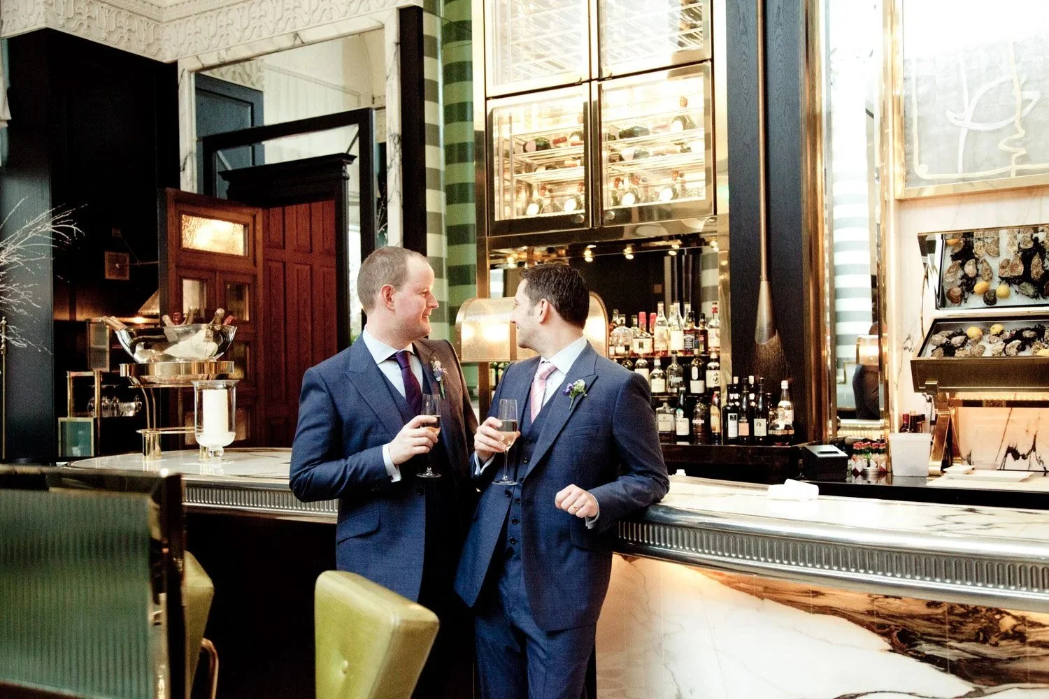 Gay couple celebrating their London wedding
