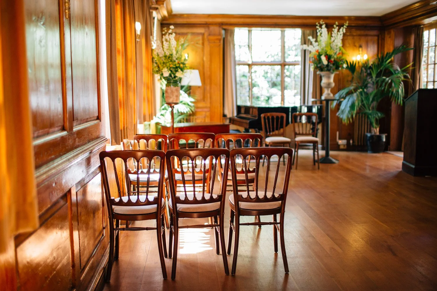 Music Room at Burgh House set up for an intimate wedding ceremony