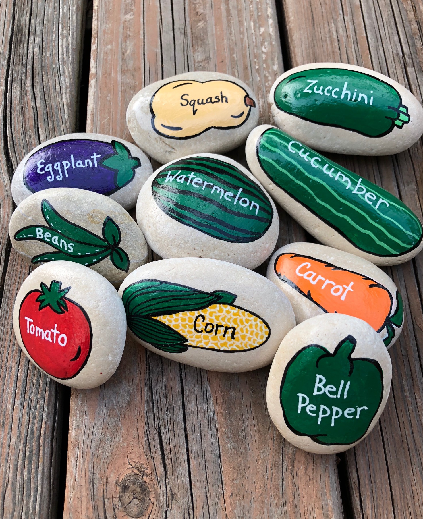 Vegetable Garden Marker Painted Stones