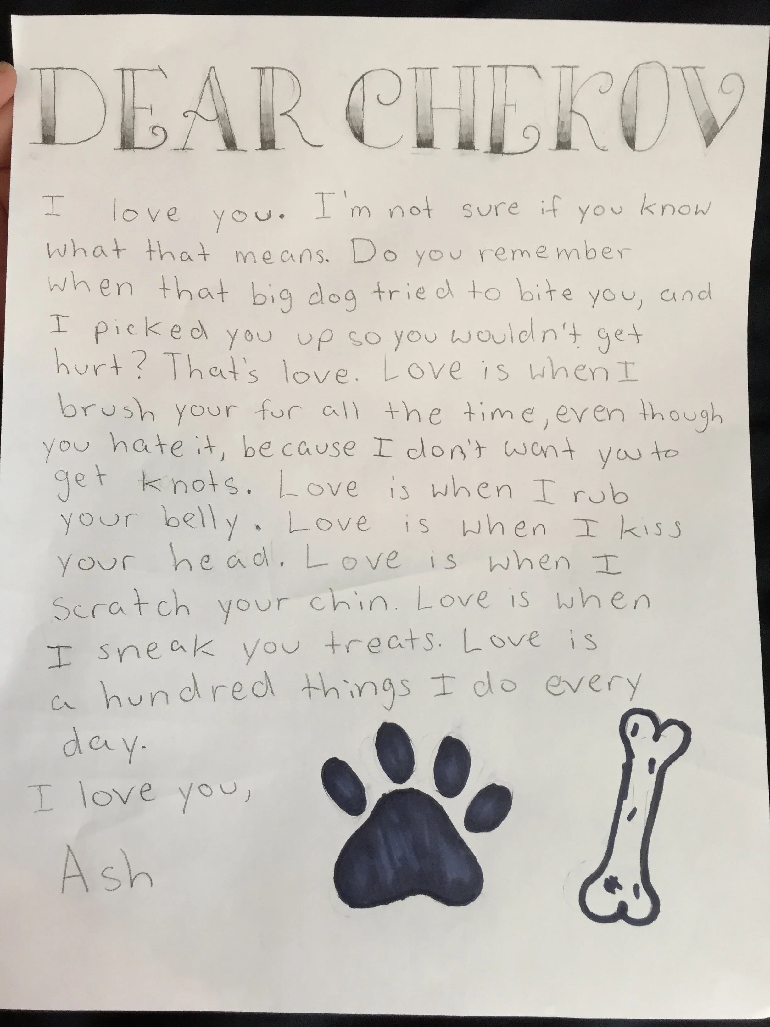    Write a letter to someone in your house   