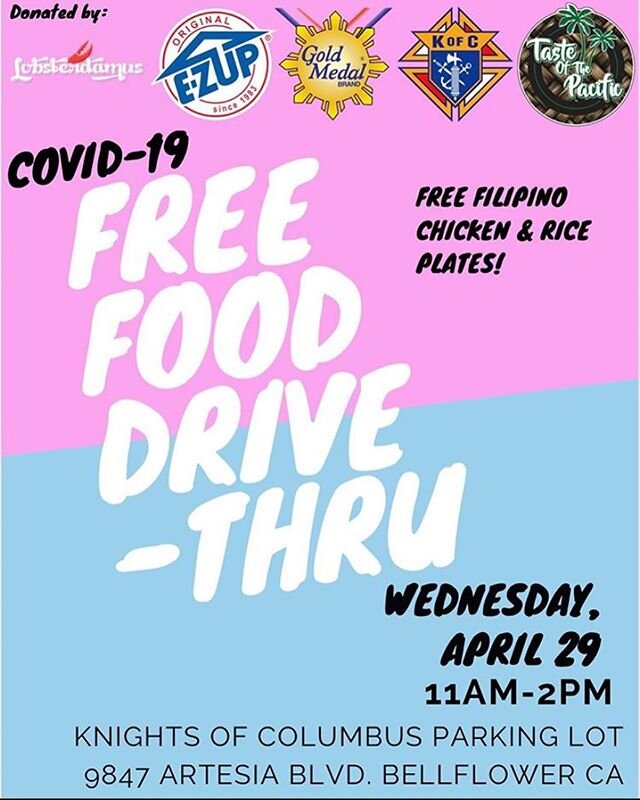 Hello Everyone! On Wednesday, April 29 from 11am - 2pm we will be giving out Chicken plates w/ rice &amp; veggies in @cityofbellflower ! Everyone is invited! We&rsquo;re just trying to give back to the community that has helped us grow so please spre