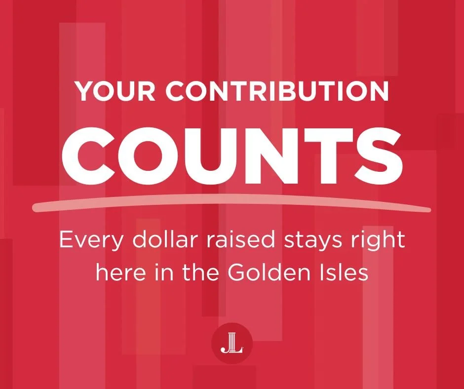 Your contribution truly counts. Every dollar raised by the Junior League of the Golden Isles stays right here in our community, helping us build a brighter future for the Golden Isles. Together, we can make a lasting impact &mdash; but we can&rsquo;t