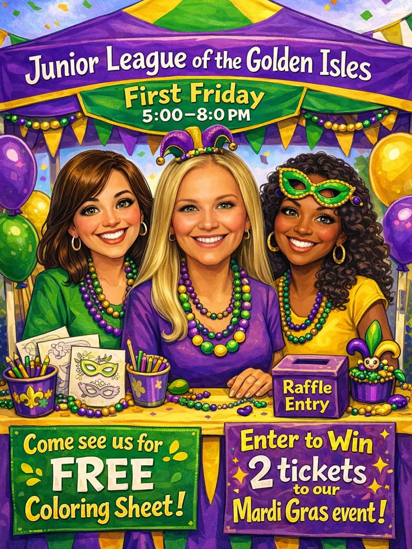 We had to hop on the trend! 

Come see us tomorrow at First Friday in Downtown Brunswick in front of Edward Jones at  1430 Newcastle and help us pre-game for Fat Tuesday! 

We&rsquo;ll have raffles, coloring sheets for the kids, and lots of fun! 

💜