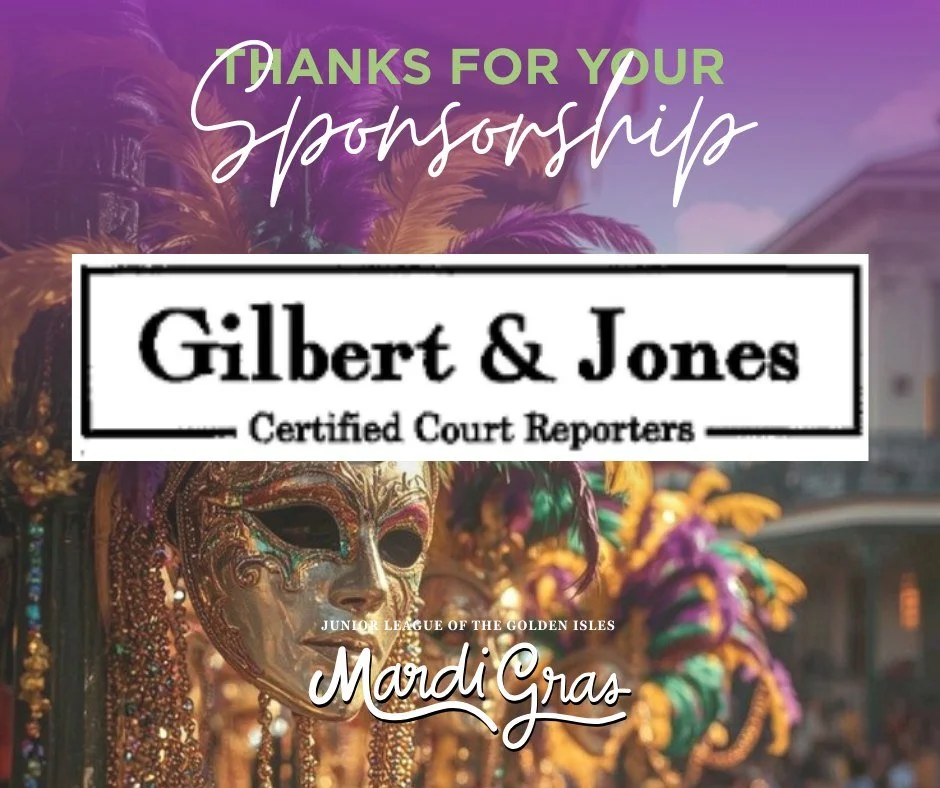 Huge thanks to Gilbert &amp; Jones for being a Grand Sponsor of our upcoming Mardi Gras celebration!
Their partnership helps the Junior League of the Golden Isles support the children in our community. Interested in sponsoring this event? Please visi