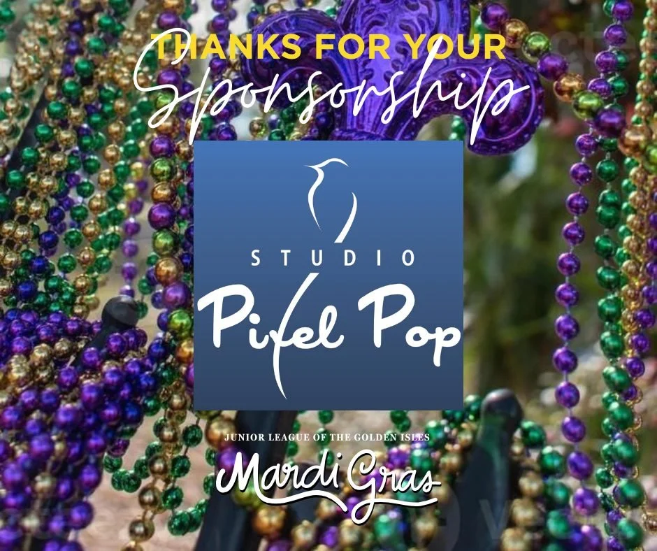A special thank you to Studio Pixel Pop for their support of our Mardi Gras celebration!
Their generosity helps the Junior League of the Golden Isles make a difference for children in our community. Interested in sponsoring this event? Please visit o