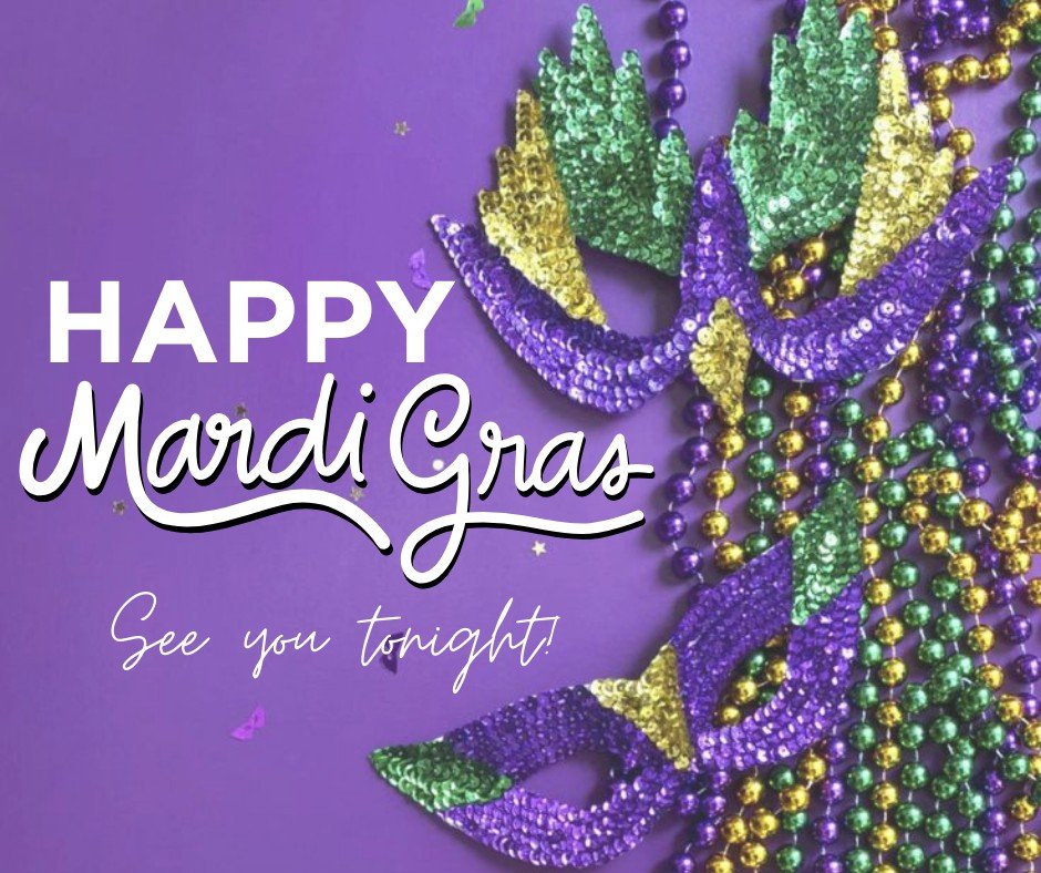 Happy Mardi Gras! 🎭✨
Today is the day! We can't wait to celebrate Fat Tuesday with you tonight. Get ready for an amazing evening of food, fun, and community&mdash;all for a great cause.
See you tonight! Let the good times roll! 💜💚💛