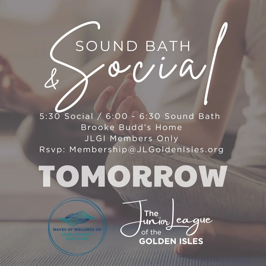 ✨🎶 Tomorrow is the night, JLGI Members! Our Sound Bath &amp; Social is TOMORROW and we cannot wait!

Join us for a relaxing and rejuvenating evening with your fellow members, featuring a sound bath experience hosted by Waves of Wellness SSI. It's th