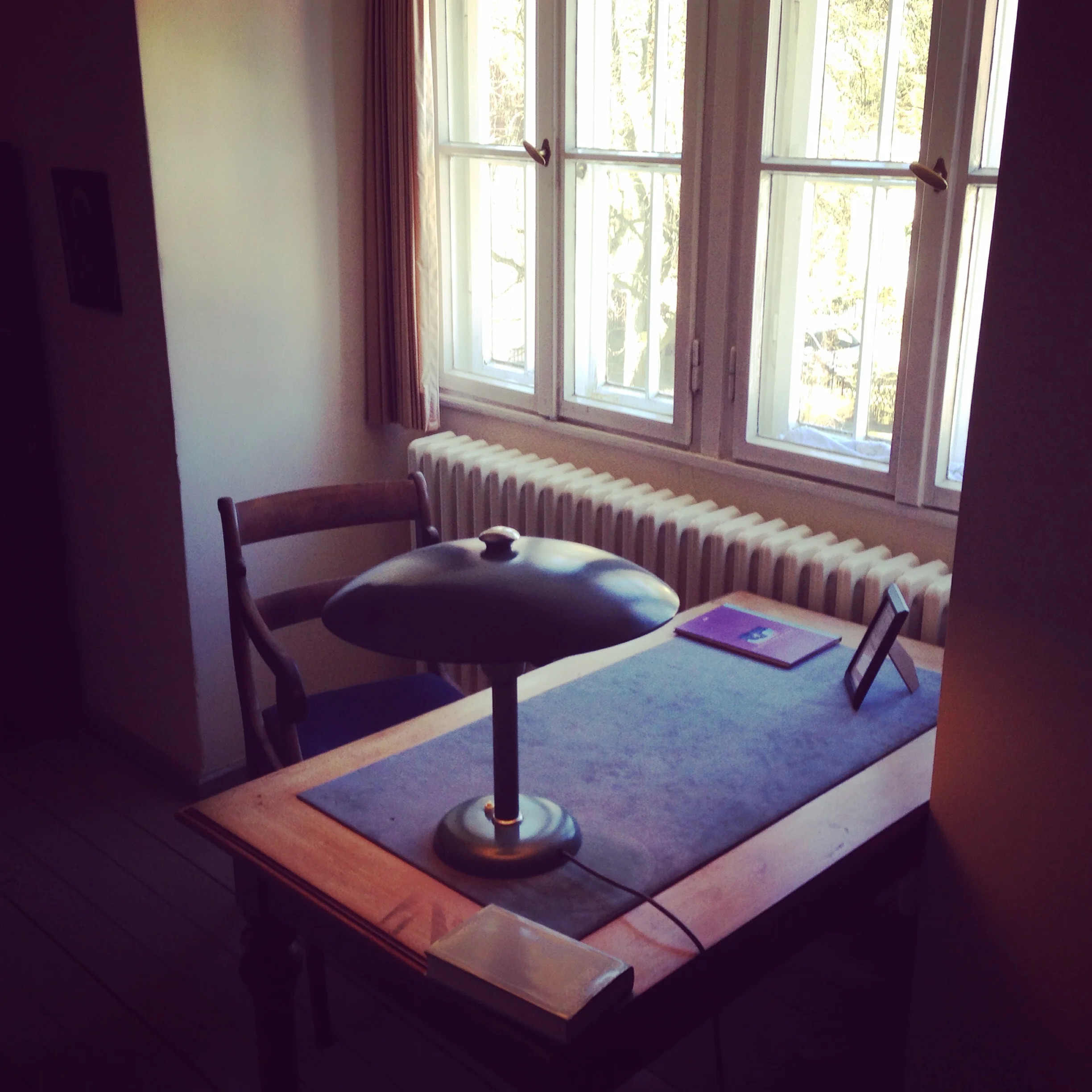 His writing desk, in his third floor study. 