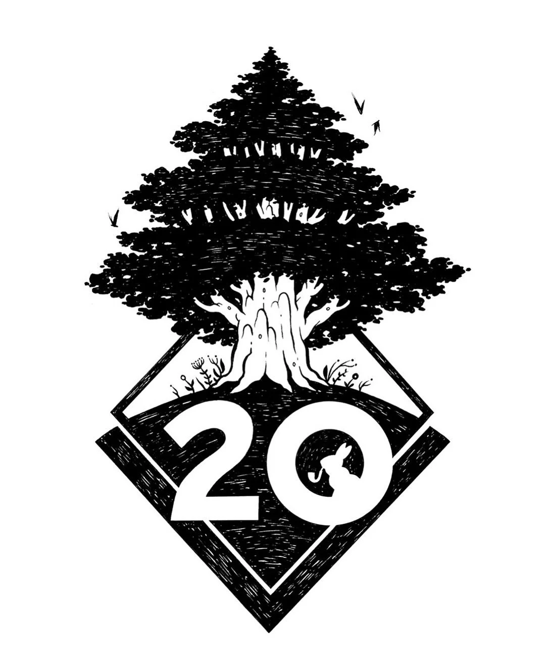 Excited to share this logo celebrating the 20th anniversary of @therabbitroom - they asked me to do a variation on the vision tree illustration I did a few years back that helps explain their organizational mission. Congrats to 2️⃣0️⃣🐇