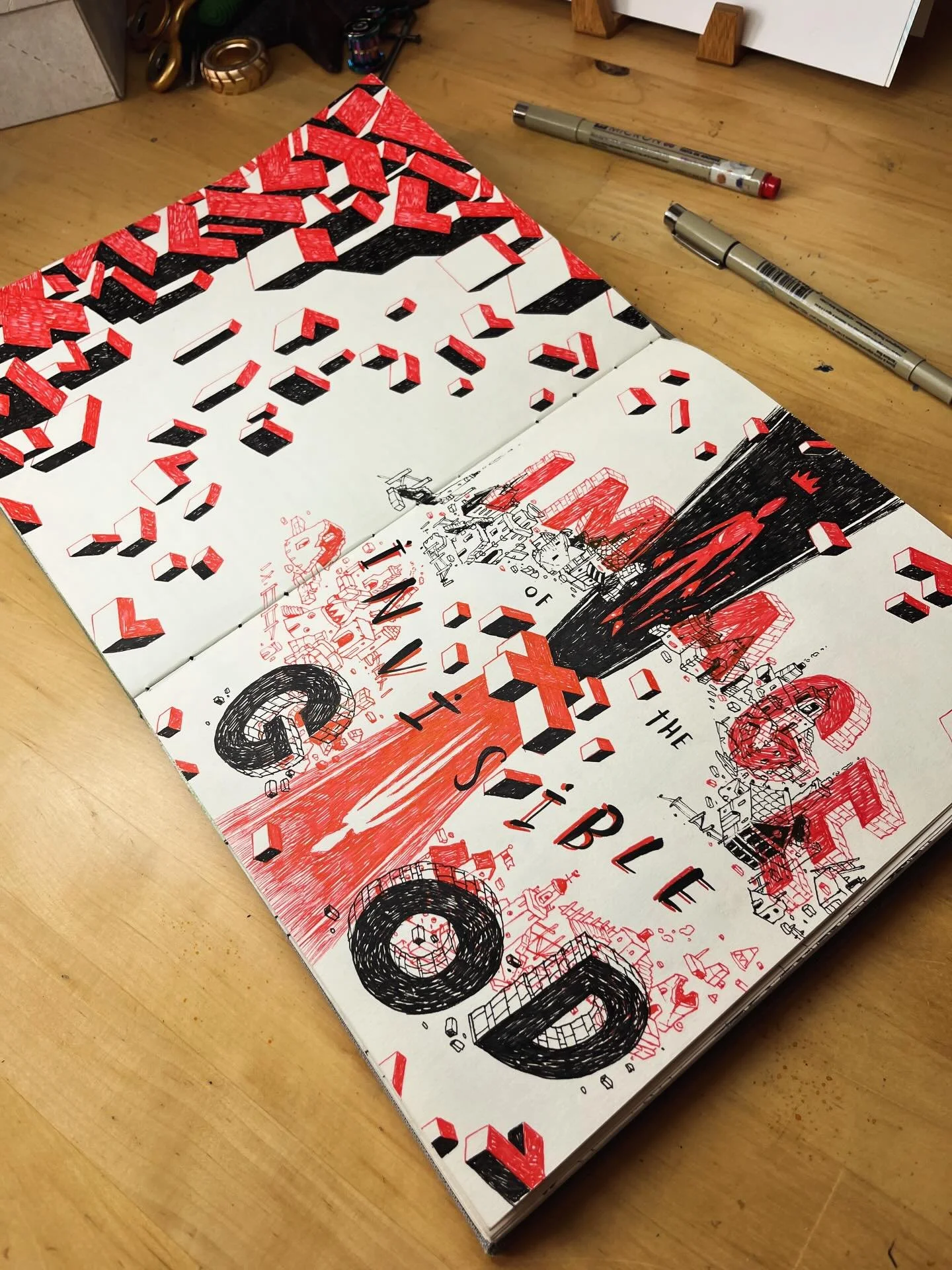 〰️➰〰️✍️A page from my sketchbook I&rsquo;ve been doodling on here and there for the past 3 weeks. #sketchbook #penandink #drawinginchurch