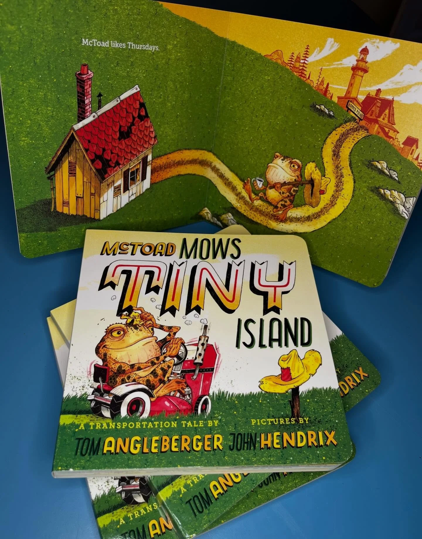 The ⭐️ NEW ⭐️ board book edition of McToad Mows Tiny Island is here and it&rsquo;s adorable. I feel like it was always meant to be a board book. If you have never read it- trust me and @sethmeyers kids&hellip; it&rsquo;s a wonderful bedtime read. 🐸 