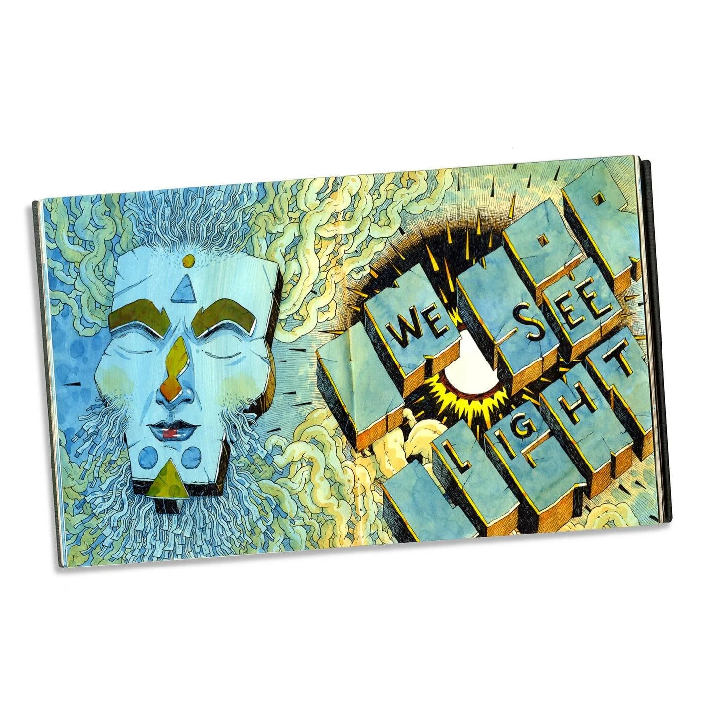 A newly colored page 🖌️🎨 from my sketchbook- part of an ongoing series of Sunday morning drawings. &ldquo;In your light, we see light.&rdquo; #sketchbook #drawinginchurch #doodles #penandink