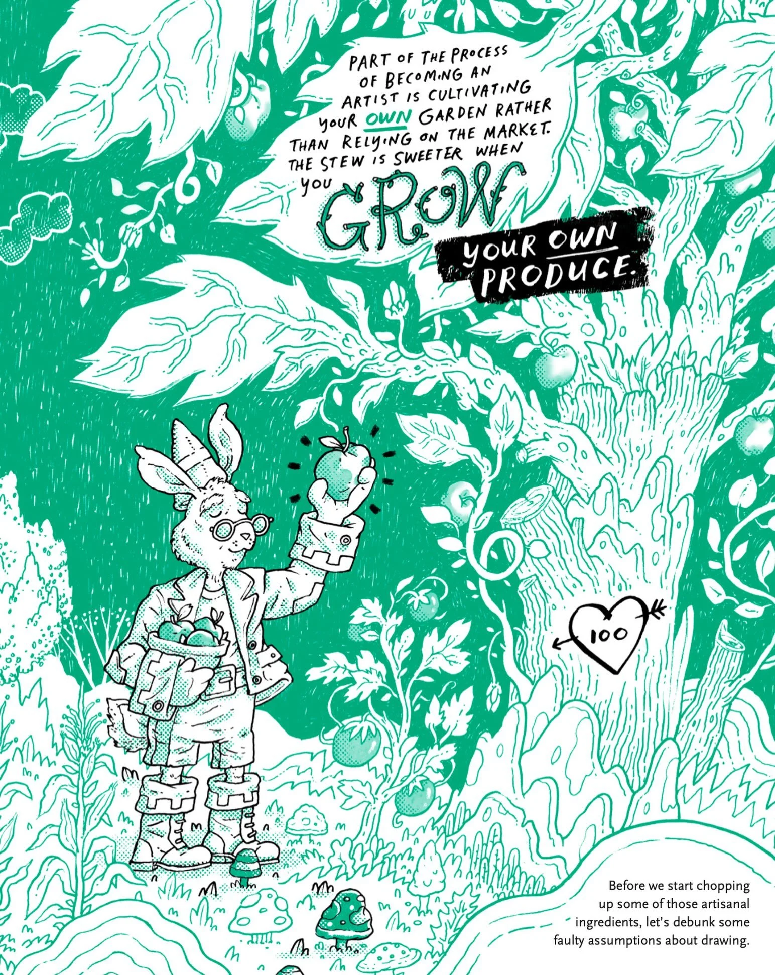 So many rabbits in this book! I first drew a version of this hare at @therabbitroom Hutchmoot 25, naming him Tom Bunnybadil. 🐇🍏