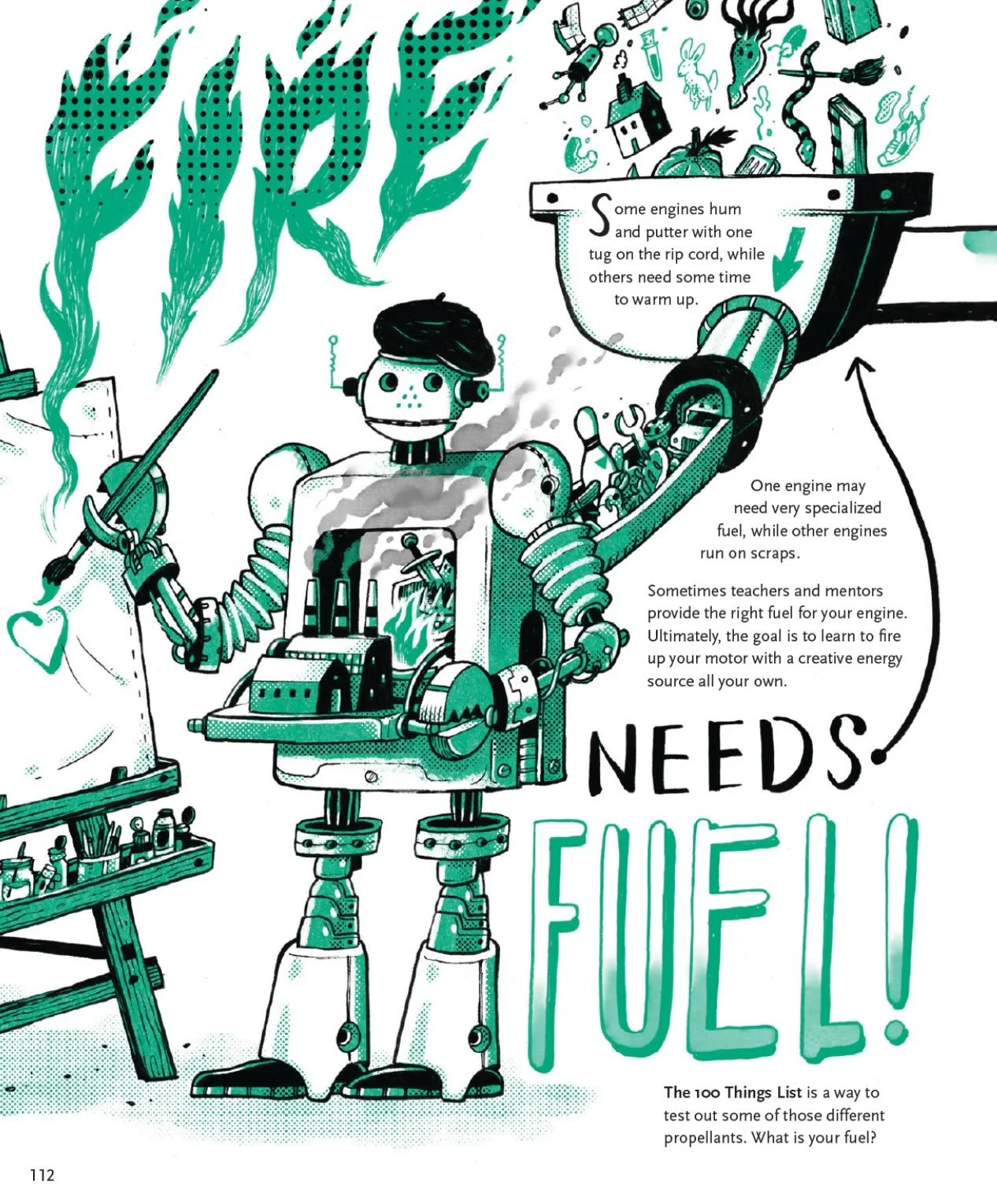 Every artist has an engine, but what fuel does it need to run? ⛽️ Try adding something from your 100 Things list. Great ideas can come from simple inspiration. 
Also: first spotting of my book in Nashville with @sophiekillingley #hutchmoot