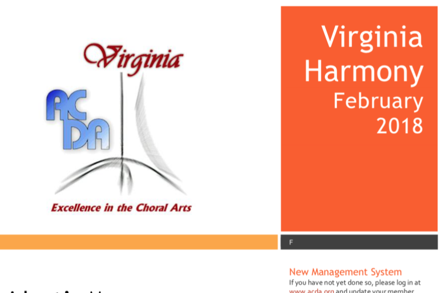 "Virginia Harmony" - Spring 2018