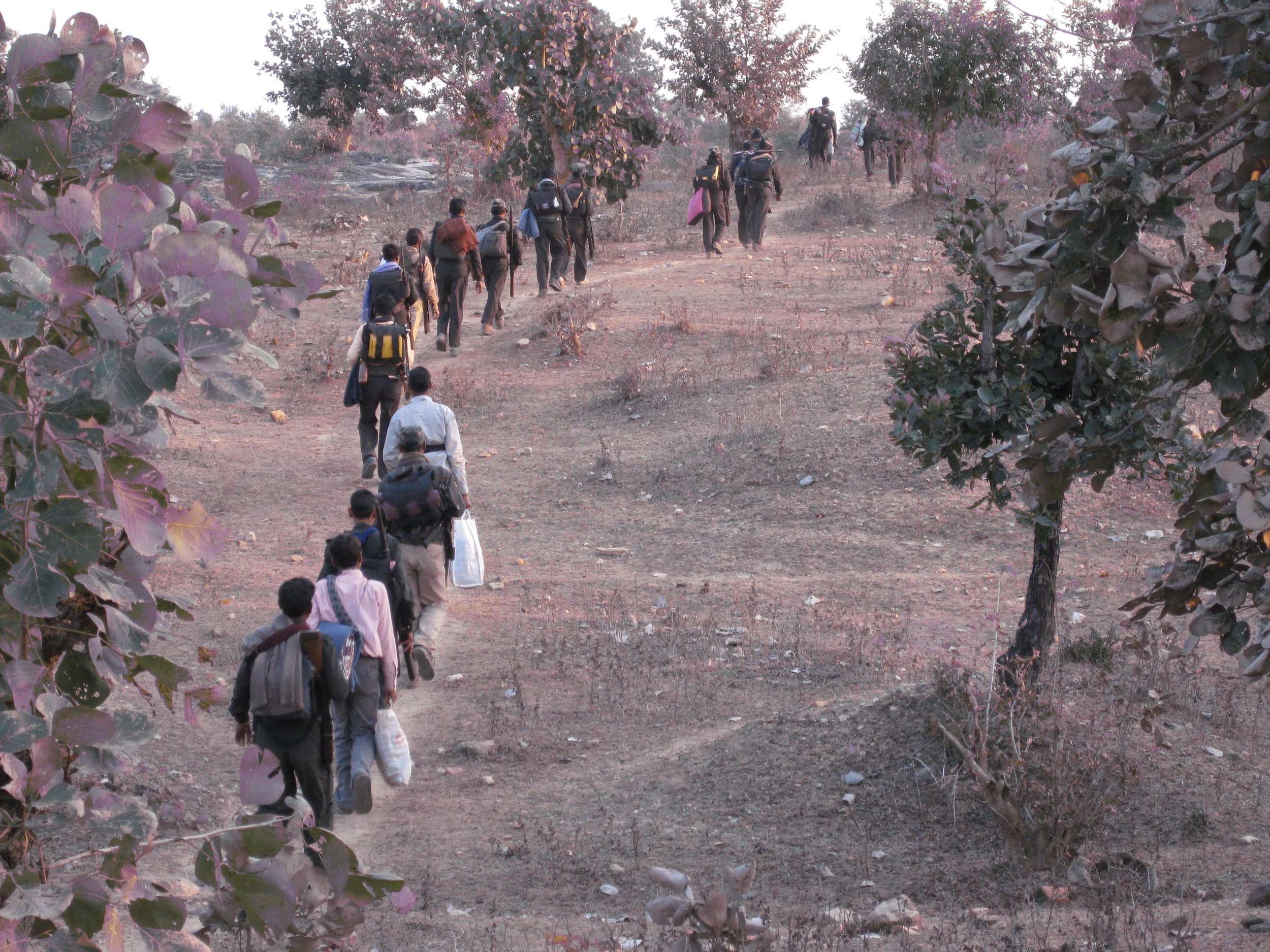 Marching with the guerrilla platoon from Bihar to Jharkhand, 2009.jpg