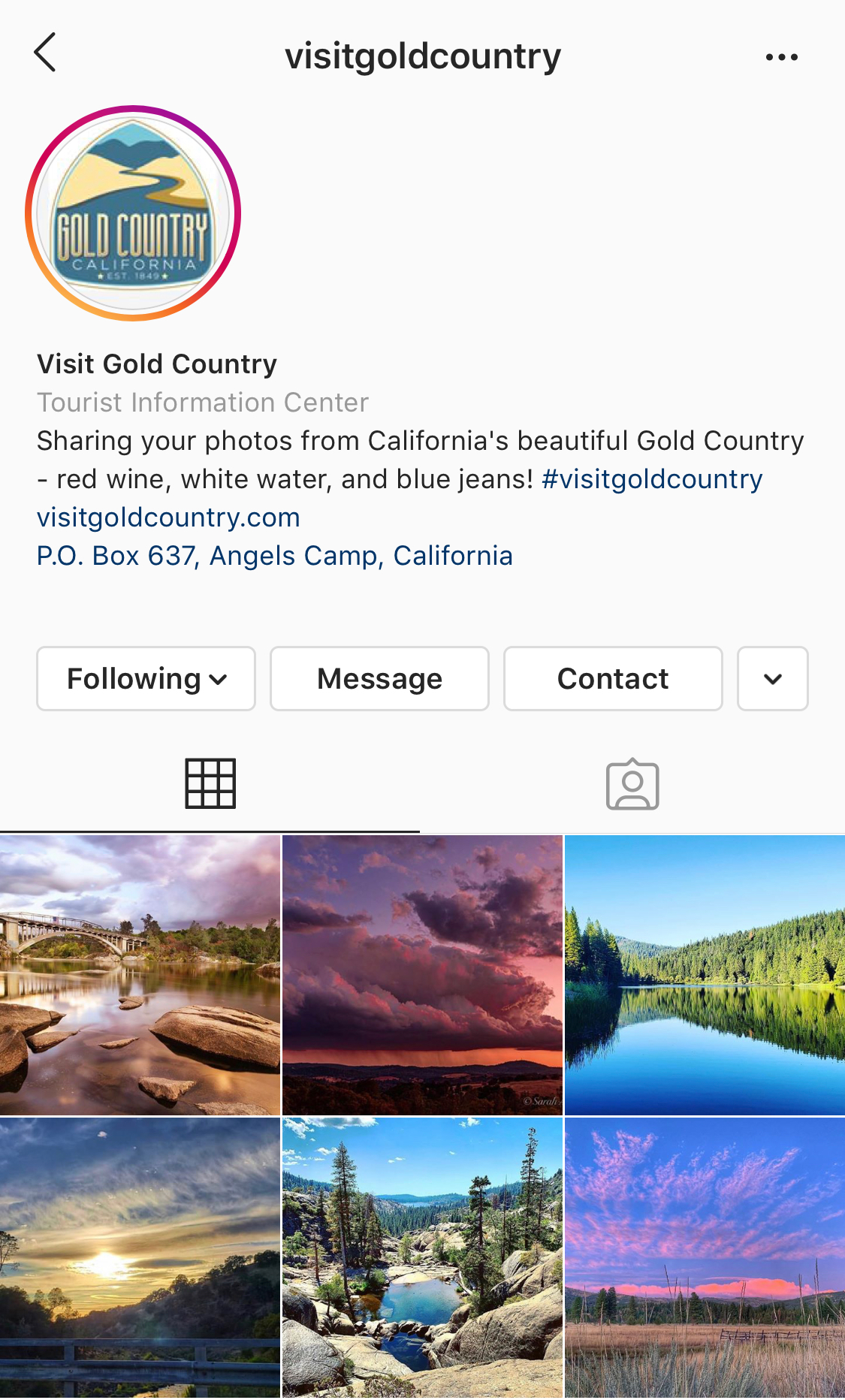   Visit Gold Country on Instagram.  