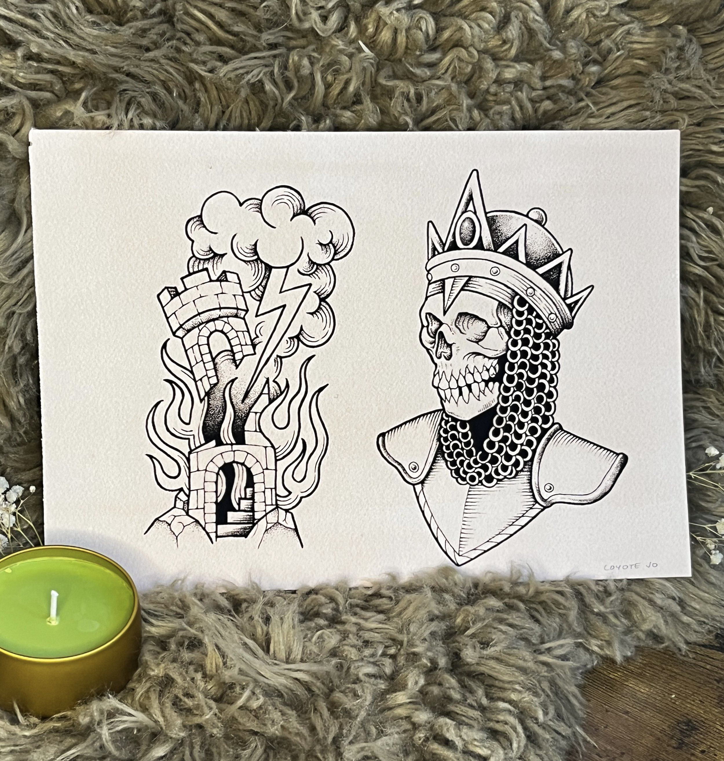 Medieval Knight & Tower Flash Print