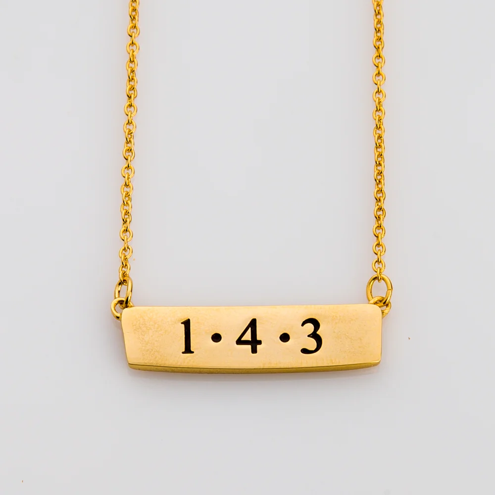 143 "I Love You" Horizontal Bar Gold