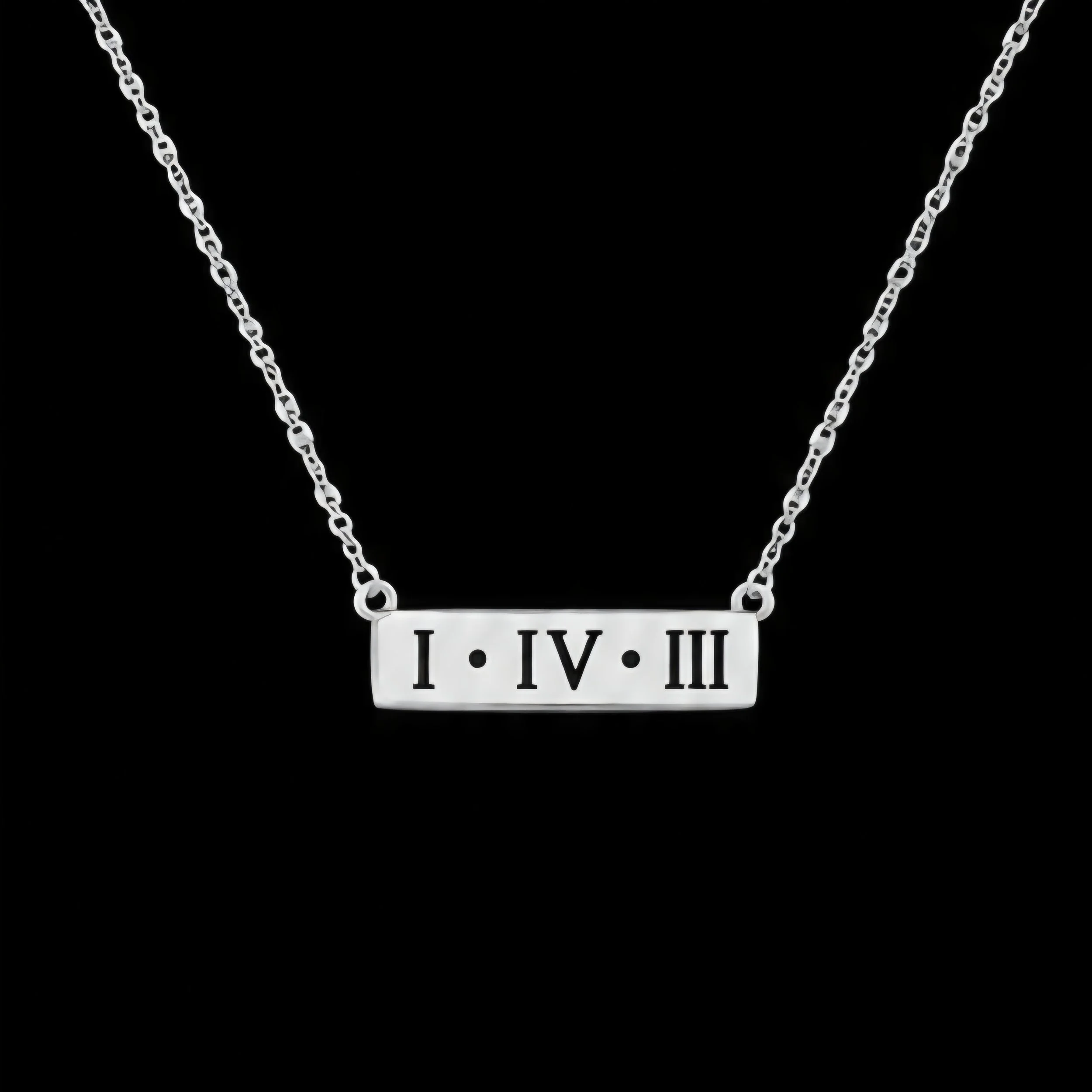143 "I Love You" Horizontal Bar (Roman Numerals) Silver