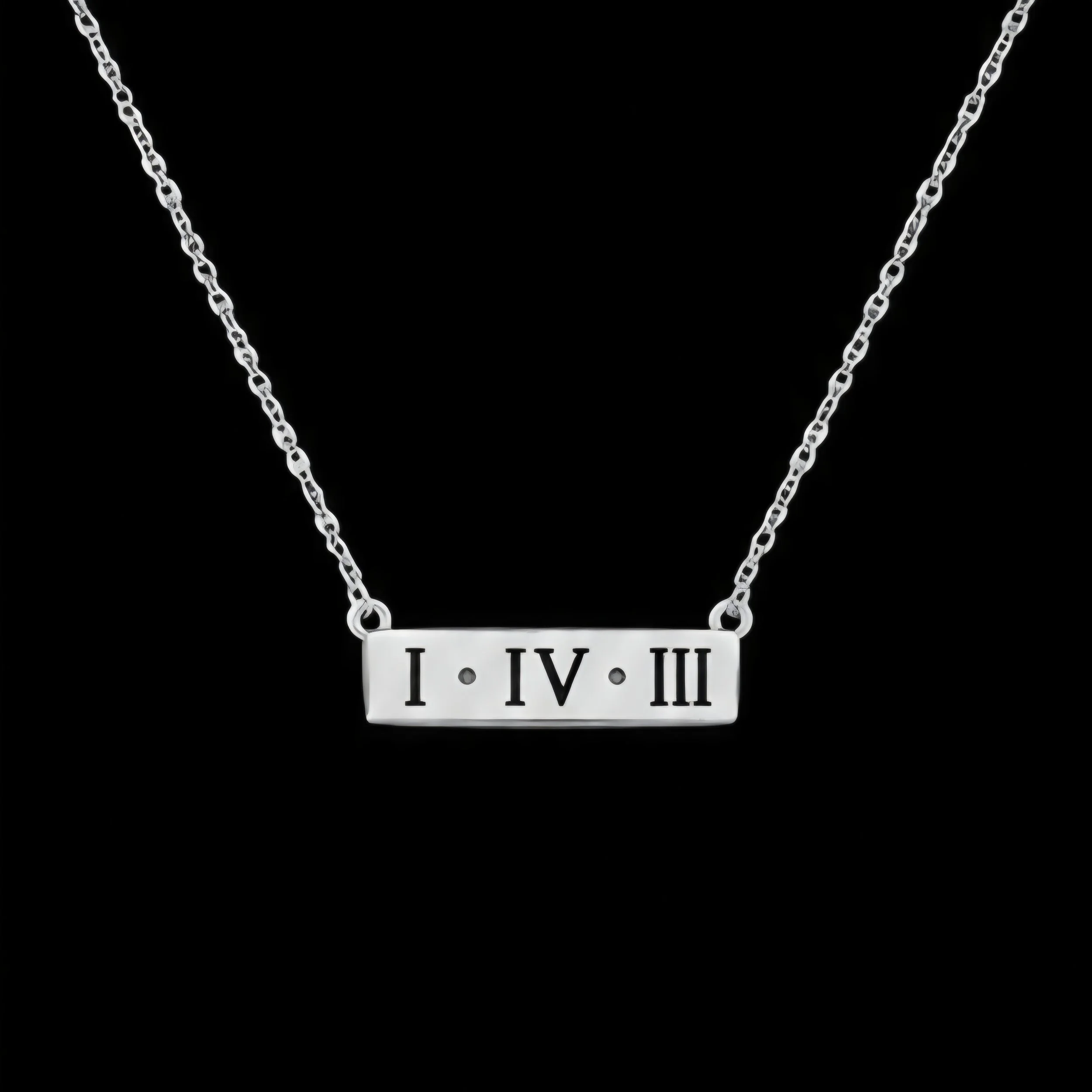 143 "I Love You" Horizontal Bar (Roman Numerals) Matte Silver