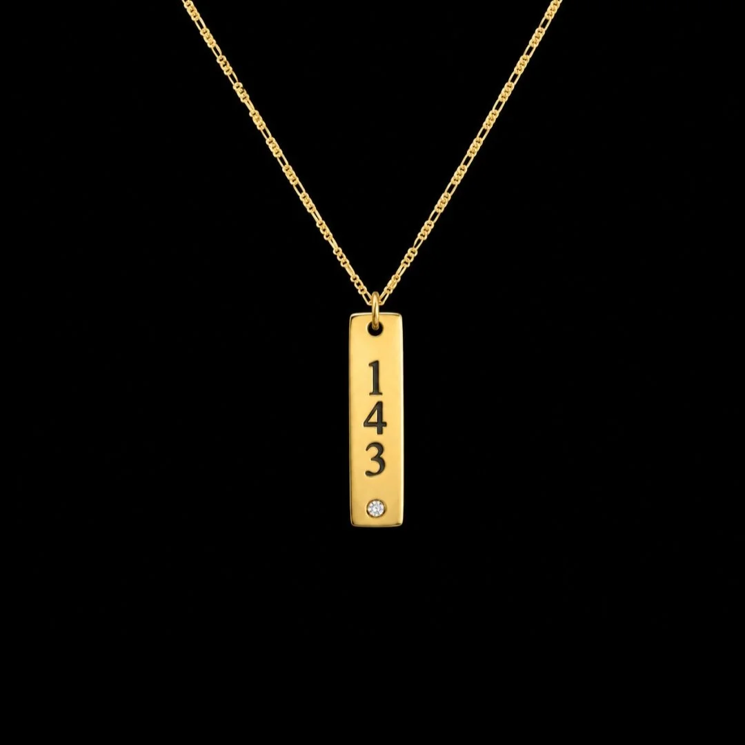 143 "I Love You" Vertical Bar w/ Stone Gold