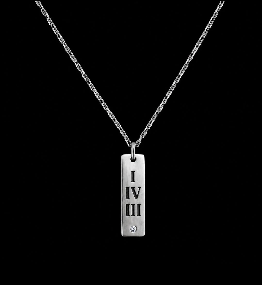 143 "I Love You" Vertical Bar (Roman Numerals) w/ Stone Silver