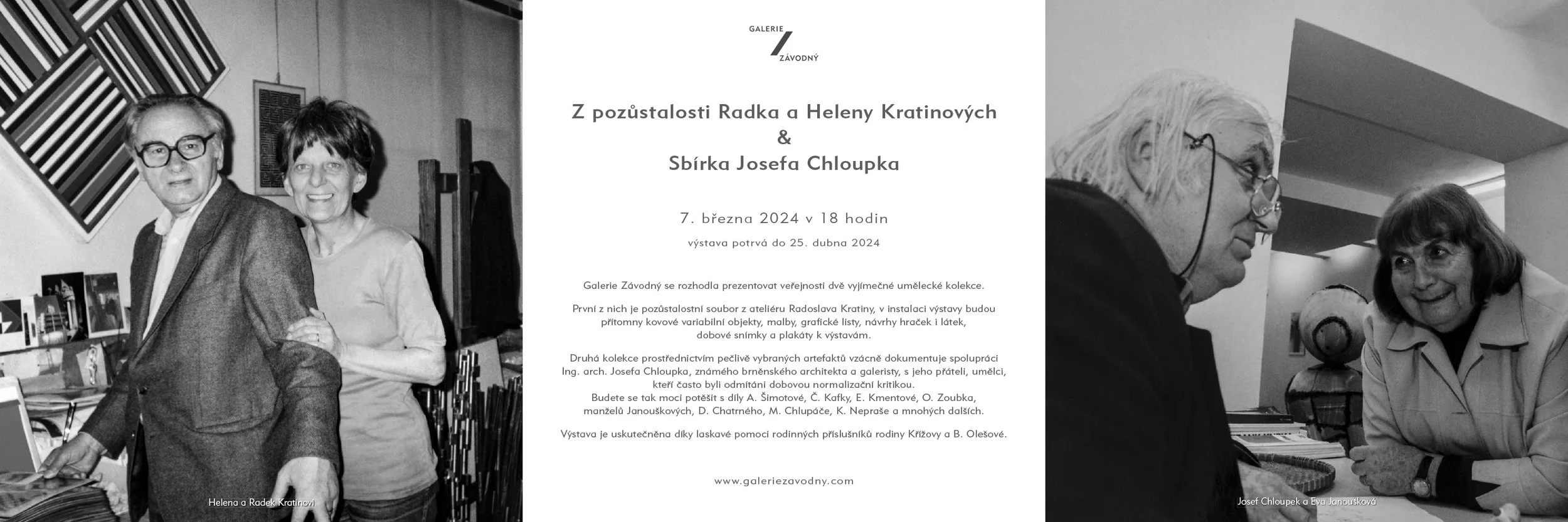 Zahájení výstavy - Z pozůstalosti Radka a Heleny Kratinových & Sbírka Josefa Chloupka v Galerii Závodný